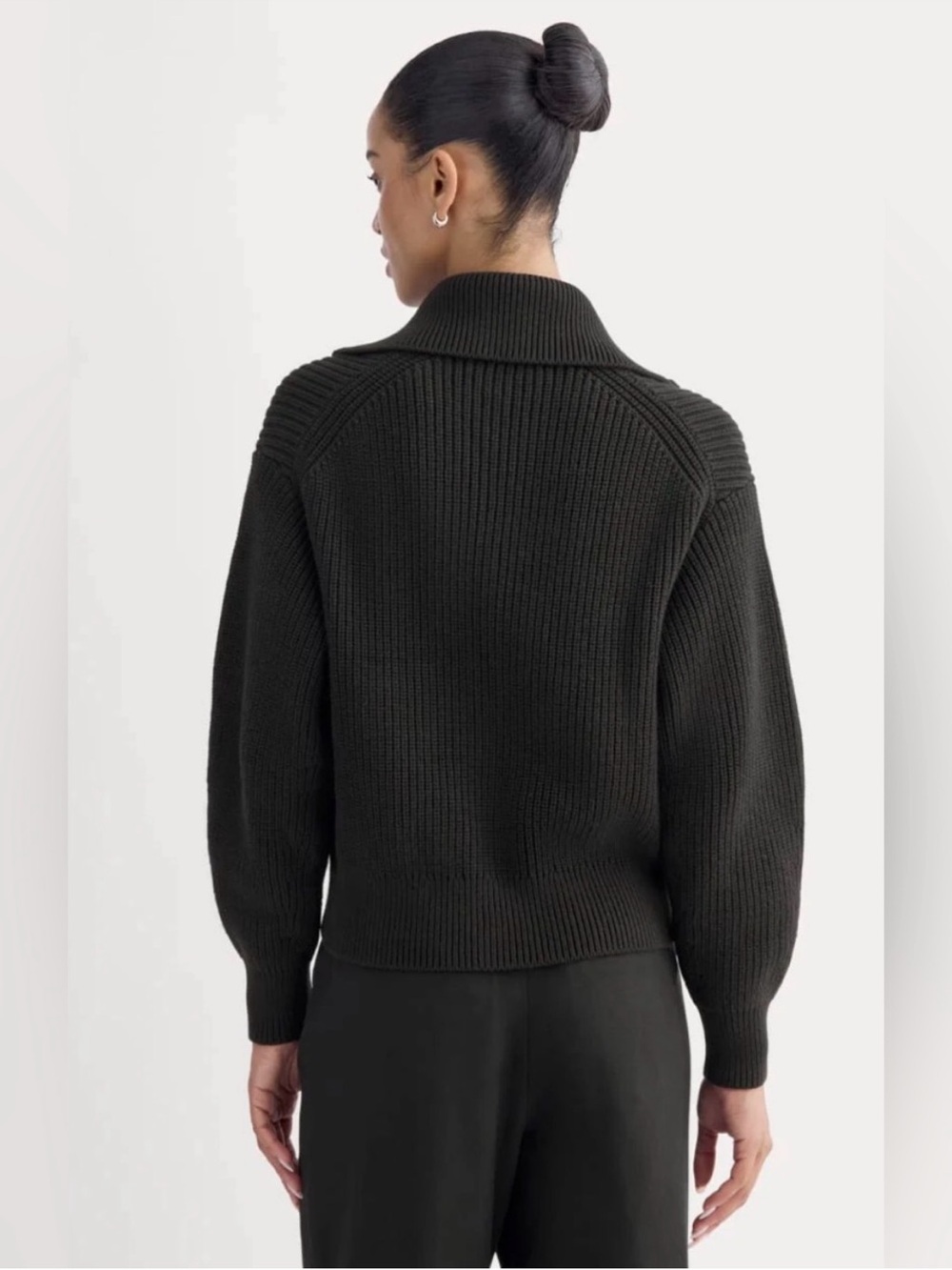 New Everlane THE FULL-ZIP SWEATER IN EVERYDAY COTTON Black Size M - Picture 2 of 12